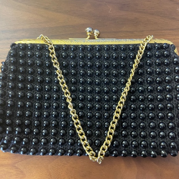 Black Beaded Evening Bag, Clutch, Vintage - Picture 1 of 3